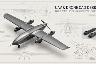 design a custom fixed wing, vtol, quadcopter, or uav, 3d printable ready