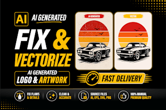 manually fix and vectorize ai generated logo and artwork