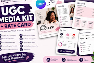 design ugc media kit, ugc rate card in canva, creator and influencer media kits