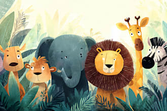 draw custom animal cartoon illustration