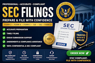 prepare sec filing amendments and edgar submission support