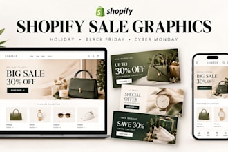 design shopify holiday sale banners, ecommerce marketing graphics
