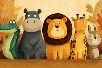 draw animals cartoon illustration