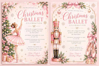 design christmas ballet invitations pink ballerina nutcracker etsy shopify pod