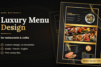 design a luxury restaurant or cafe menu ready for print