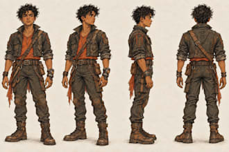 draw character turnaround sheets for stories