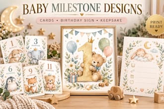 design baby milestone cards first birthday sign and newborn keepsake printable