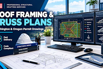 draw washington and oregon roof framing truss and rafter plans for permits