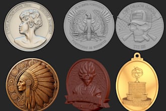 create custom 3d coin, challenge coin medallion bas relief stl for 3d printing