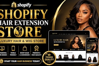 design a luxury shopify hair extension, wig and bundle store