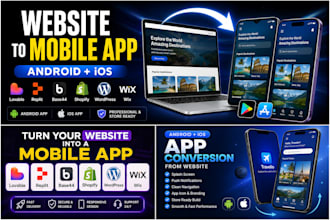 convert lovable replit base44 website to mobile app