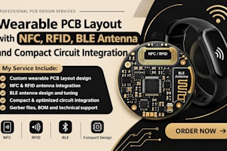 wearable pcb layout with nfc, rfid, ble antenna and compact circuit integration