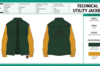 design jacket tech pack, bomber, varsity, windbreaker, outerwear for production