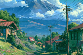 anime style character and background illustration