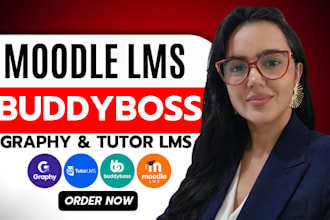 fix and develop moodle lms buddyboss graphy and tutor lms elearning website