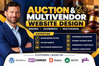 design online bidding website auction website ecommerce website multivendor site