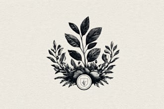 create beautiful hand drawn botanical boho logo