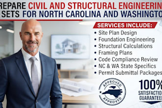 prepare north carolina and washington civil and structural permit drawings