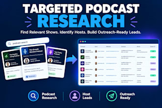 research targeted podcasts and build guest lead lists for outreach for you