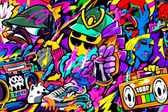 create custom graffiti mural for restaurant, cafe, office, hotel, and retail