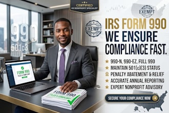 prepare form 990, 990ez, 990n for nonprofit tax filing and compliance