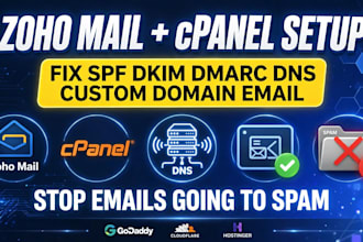 setup zoho mail cpanel with custom domain and configure spf dkim dmarc delivery