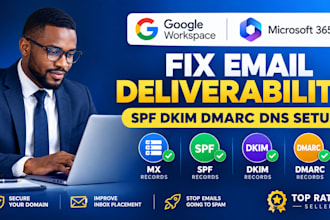 setup google workspace microsoft 365 with spf dkim dmarc dns and fix spam inbox