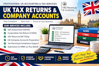 prepare and file UK sa100 ct600 vat returns and company accounts