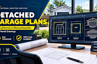 draw california and massachusetts detached garage workshop plans and permit draw
