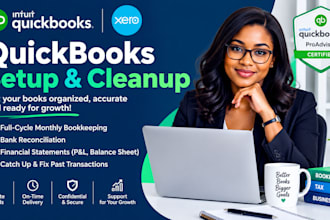 do expert quickbooks bookkeeping, qbo clean up, and xero setup