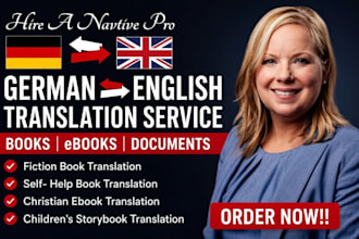 do native german book and ebook translation, format, proofread german to english