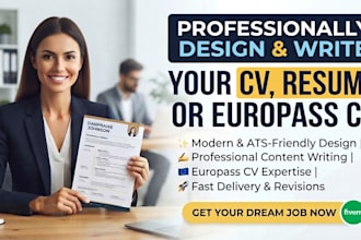 professionally design and write your CV, resume or europass CV
