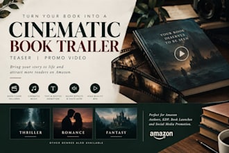 create thriller, romance, fantasy book promo video, teaser for authors on amazon