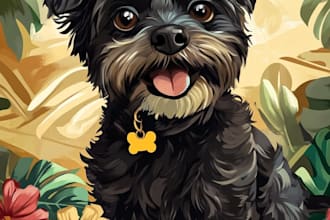 create disney pet portrait illustration
