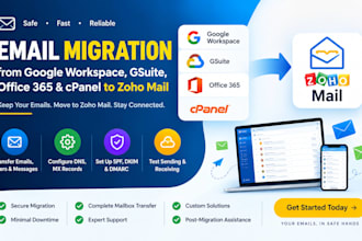 migrate email from google workspace gsuite office365 cpanel to zoho mail