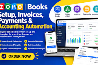 setup zoho books, CRM, invoices, payments and accounting automation