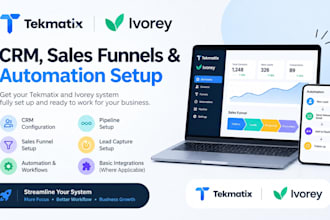 setup tekmatix and ivorey CRM, sales funnels and automation