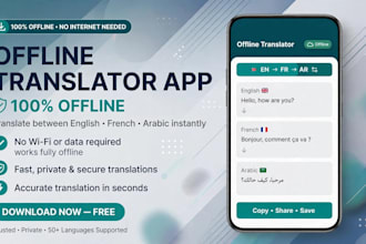 build offline translator app en fr ar android apk with source code