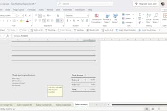 enter your daily invoices and receipts into excel