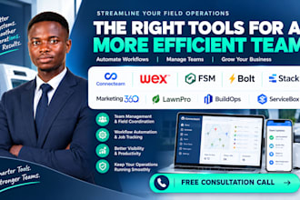 setup connecteam wex fsm bolt stack marketing 360 lawnpro buildops servicebox