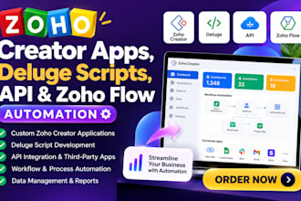 build zoho creator apps, deluge scripts, API and zoho flow automation