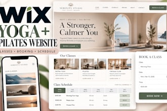 design  wix yoga pilates studio website with class schedule and online booking