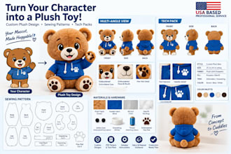 convert your character mascot into a plush toy design