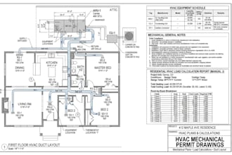 create hvac mechanical permit drawings and calculations