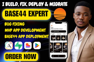 develop mvp app using base44, lovable, adalo, base44 bug fixing and deployment