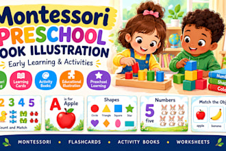 create montessori preschool book illustrations for early learning and act