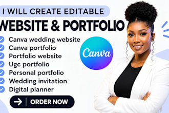 design a custom canva wedding website ugc rsvp canva portfolio digital planner
