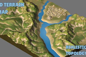 design custom 3d terrain map, village terrain, topographic model and landscape
