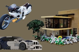 design custom lego house, minifigure, car, van, mocs, ship with pdf instructions