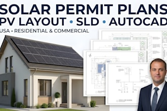 design solar permit plans, pv layouts, sld and autocad drawings
